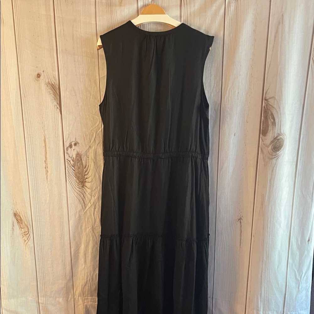Lands' End Women's Lyocell Tiered Midi Black Dress Women's XXL NEW - Picture 6 of 8